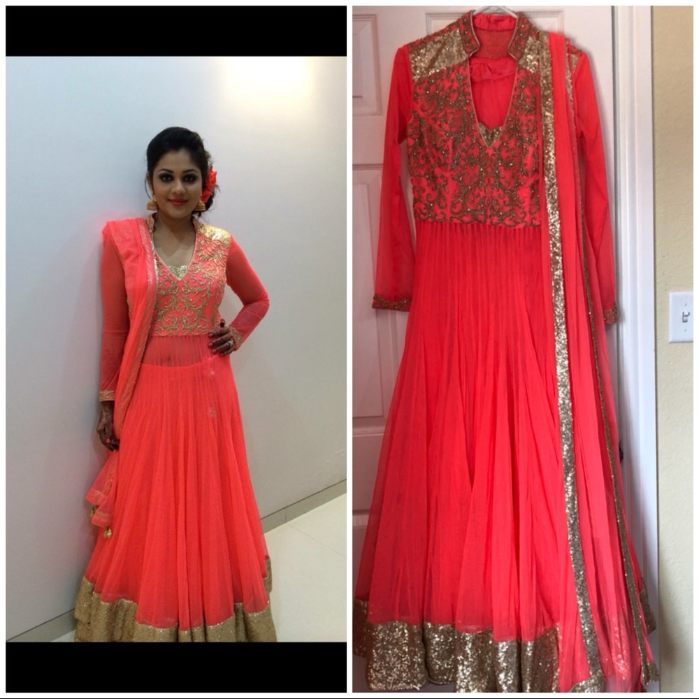 Orange neon Sharara choli